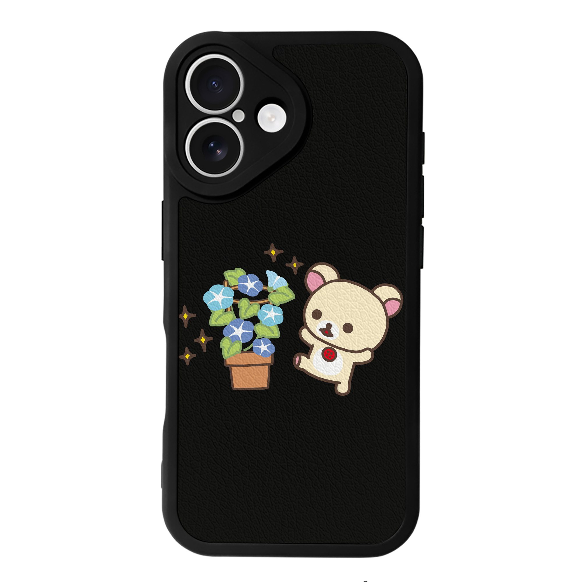 （画像用） リラックマ リラックマ キイロイトリ Rilakkuma Korilakkuma Kiiroitori 【iPhone 16シリーズ対応】シリコンスマホケース（レザー調） 材質：シリコン